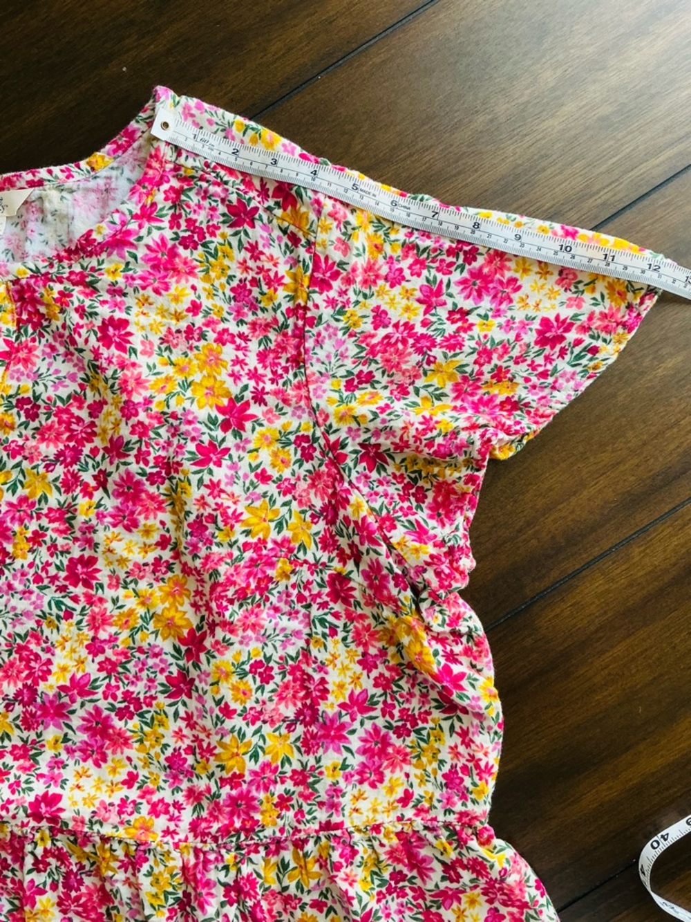 Terra & Sky Pink and Yellow Floral Tie-Neck Peplum Top - Picture 7 of 7